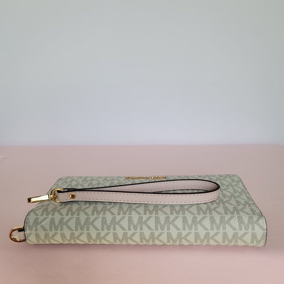 MICHAEL KORS Signature Logo Jet Set Travel Continental Wallet/Wristlet-Pwr Blush - Picture 9 of 16